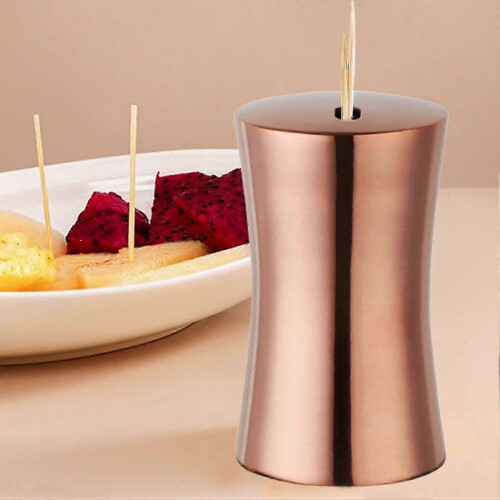 Rose Gold Stainless Steel Toothpick Container with Large Capacity and Protective Features 2