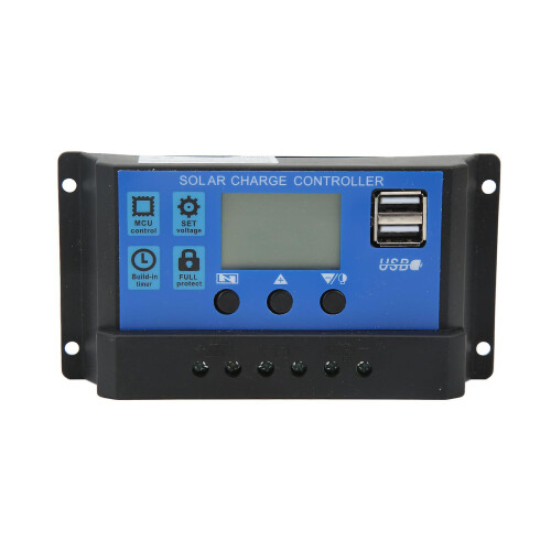 12V 24V Solar Charge Controller USB Port Overcharge Protection Solar Panel Battery Regulator with LCD Display 30A 1