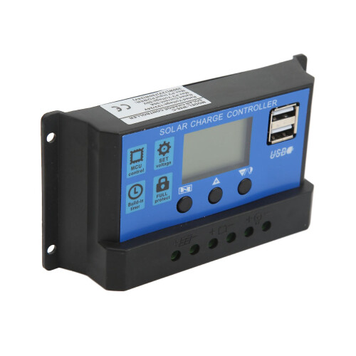 12V 24V Solar Charge Controller USB Port Overcharge Protection Solar Panel Battery Regulator with LCD Display 30A 2