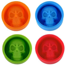 4-delige siliconen mallenset met doodskoppen - geschikt voor chocolade, snoep, ijs, zeep en Halloween-baksels.