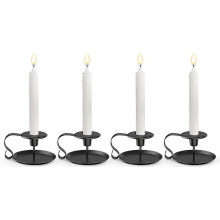 4-Piece Vintage Black Iron Candlestick Set - Christmas Halloween Valentine Table Decor
