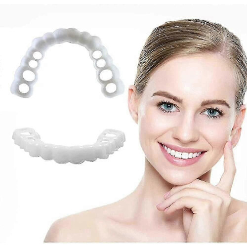 Snap On Teeth Veneers Kit Temporary Fake Teeth compatible with Gaps Missing Teeth 4 Colors 12PCS