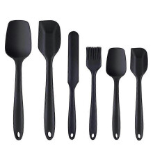 6pcs Silicone Dough Scraper, Heat Resistant, Oil Brush Set Cake Butter Spatula Spatula, Black, Ideal for Baking and Cooking