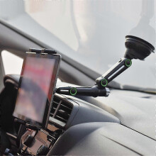 Tablethouder met lange arm en zuignap, geschikt voor tablets van 4 tot 13 inch. Te monteren op de voorruit van uw auto, SUV of vrachtwagen.