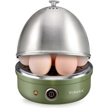 Electric Egg Boiler with Auto Shut Off Stainless Steel Basket compatible with 7 Eggs Vintage Green Kitchen Appliance