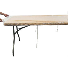 Clear Elastic Vinyl Tablecloth 24x48 Inch Heavy Duty Rectangular Table Cover Waterproof Washable compatible with Dining Kitchen Party