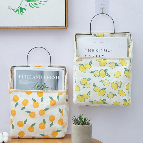 Hanging Storage Bag Cartoon Fruit Pattern Canvas Organizer Box Container 1
