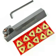 20x125mm Lathe External Turning Tool Holder Alloy Steel Right Hand with 10pcs WNMG080408 Carbide Inserts