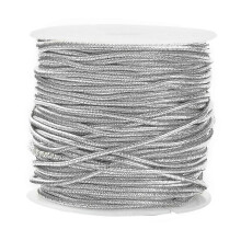 Cordón elástico plateado de 21 yardas y 1 mm para bisutería, compatible con hilo elástico para la fabricación de joyas y manualidades.