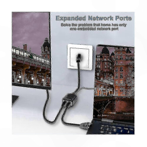 2-Port RJ45 Ethernet Splitter Adapter, Gigabit Network Sharing Solution compatible with Multi-Device Connectivity 1