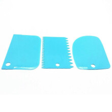 2026 3 Pieces Blue Dough Scraper Set for Cake and Dough