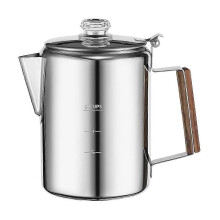 Cafetière portable à percoler compatible avec le camping, en acier inoxydable et légère.