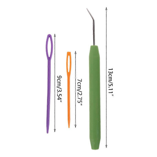 12 Pcs Knitting Crochet Loom Hook+24 Pcs Plastic Sewing Needles Craft Projects 2