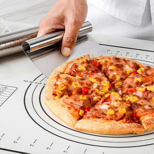 Adjustable Thicknes Flour Rolling Pin with Scale Mat Dough Scraper 430 Stainless Steel Cooking Tools Baking Utensils