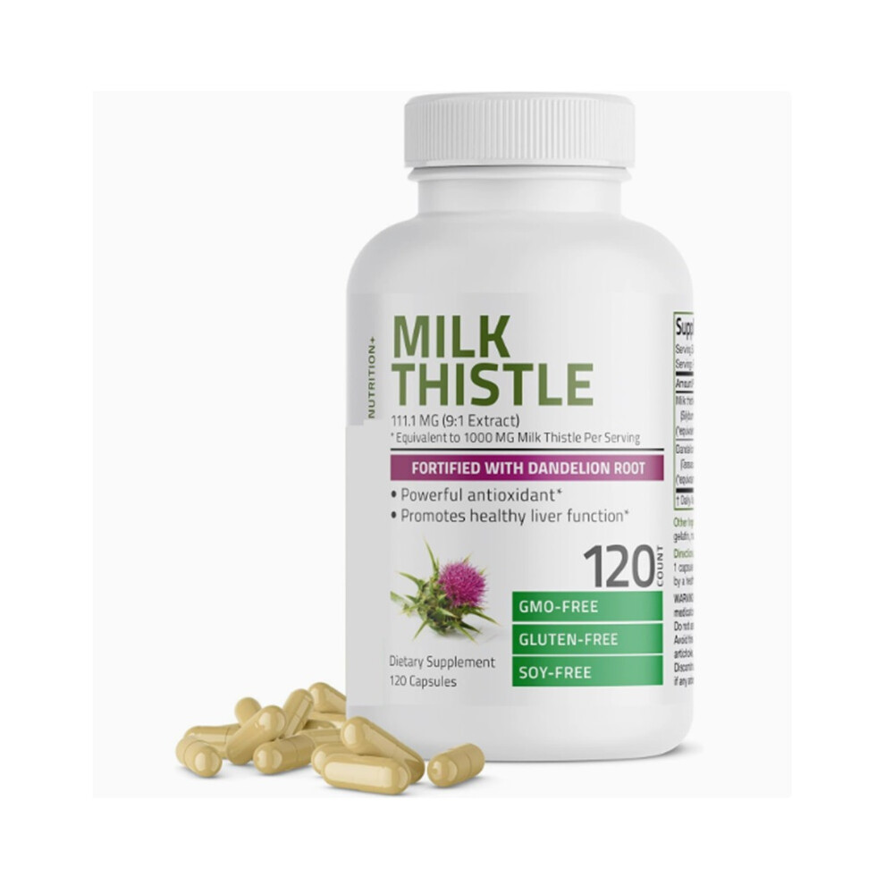(1Pc) Milk Thistle Silymarin Marianum & Dandelion Extract Liver Health Support, Antioxidant Support, 120 Capsules