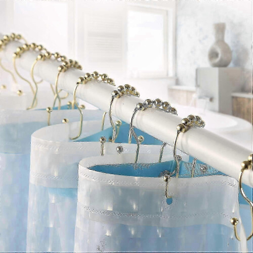 12-Pack Rust-Resistant Gold Shower Hooks compatible with Curtains 1