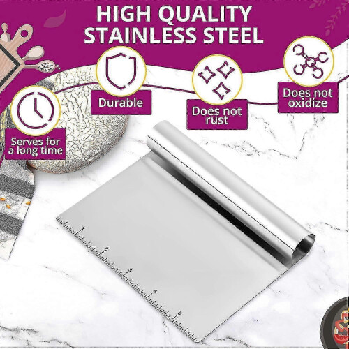 Stainless Steel Dough Cutter and Scraper Tool for Baking Bread, Pastry & Pizza Dough 1