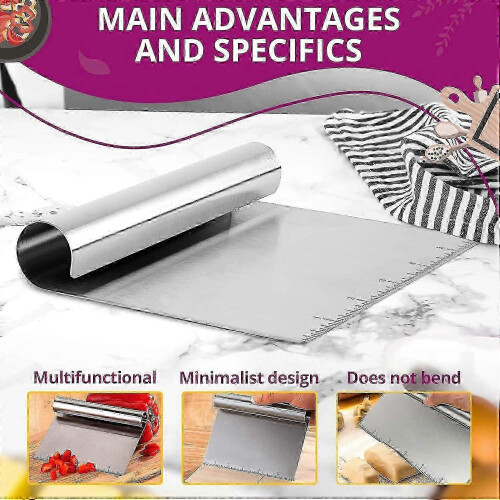 Stainless Steel Dough Cutter and Scraper Tool for Baking Bread, Pastry & Pizza Dough 2