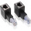 2pcs 90 Degree Ethernet Adapter Right+Left Angle RJ45 Plug to Socket Adapter Shielded Network Patch Connection Suitable compatible with Cat5 and Cat6 3