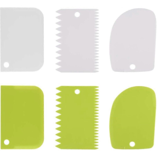 Dough Cutter Scraper Dough Bowl Scrapers Plastic Dough Icing Fondant Scraper Cake Decorating Plain - 6 Pieces