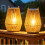 Set of 2 Solar LED Rattan Lanterns IP44 1