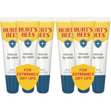 Burt's Bees Rescue Lip Relief for Valentine's Day, Original, Hydrating Lip Balm for dry lips 3 Squeezy Tubes, 0.35oz, (Pack of 2) (Unscented)