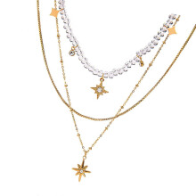 Veelzijdige ketting met gelaagde kristallen hanger, verstelbare lengte, geschikt voor dames en roestvrijstalen sieraden.