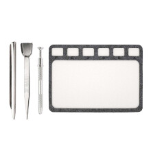 3/4Piece DIY Bead Crafting Kit Nonslip Felt Tray 6 Compartments Stainless Steel Scoops Jewelry Tools Bead Craft Mat Multicolor
