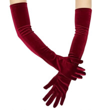 Lange Samthandschuhe, passend zu Damen-Abendopernkostümen, dehnbar und weich, Accessoires, Rot