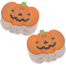 100 Stück Halloween-Kürbis-Papieranhänger mit Schnur, geeignet für DIY-Bastelarbeiten, Süßigkeitendekorationen und Gastgeschenke