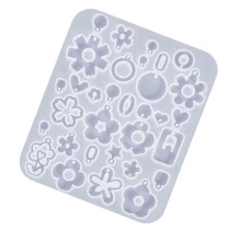 Moule en silicone multicolore pour boucles d'oreilles en forme de fleur, idéal pour la fabrication artisanale de bijoux.