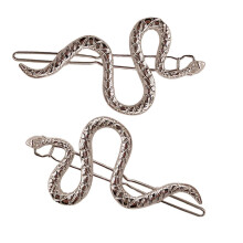 2er-Pack Metall-Schlangenhaarspangen, elegante Tierhaarnadeln, trendiger Haarschmuck, mehrfarbig