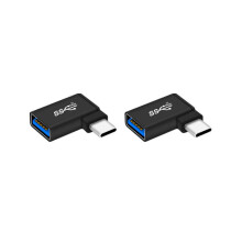 Set van twee 90 graden USB C naar USB 3.0 adapters Type C naar USB A mannelijk/vrouwelijk, compatibel met Quick Sync en Charge, meerkleurig.