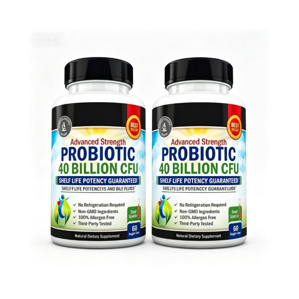 (2Pcs) Daily Probiotic Supplement with 40 Billion CFU - Gut Health Complex with