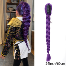 Purple Twisted Braid Ponytail Wig, Featuring A Clip-on Design, Can Be Quickly Attached To Your Own Hair To Create A Unique