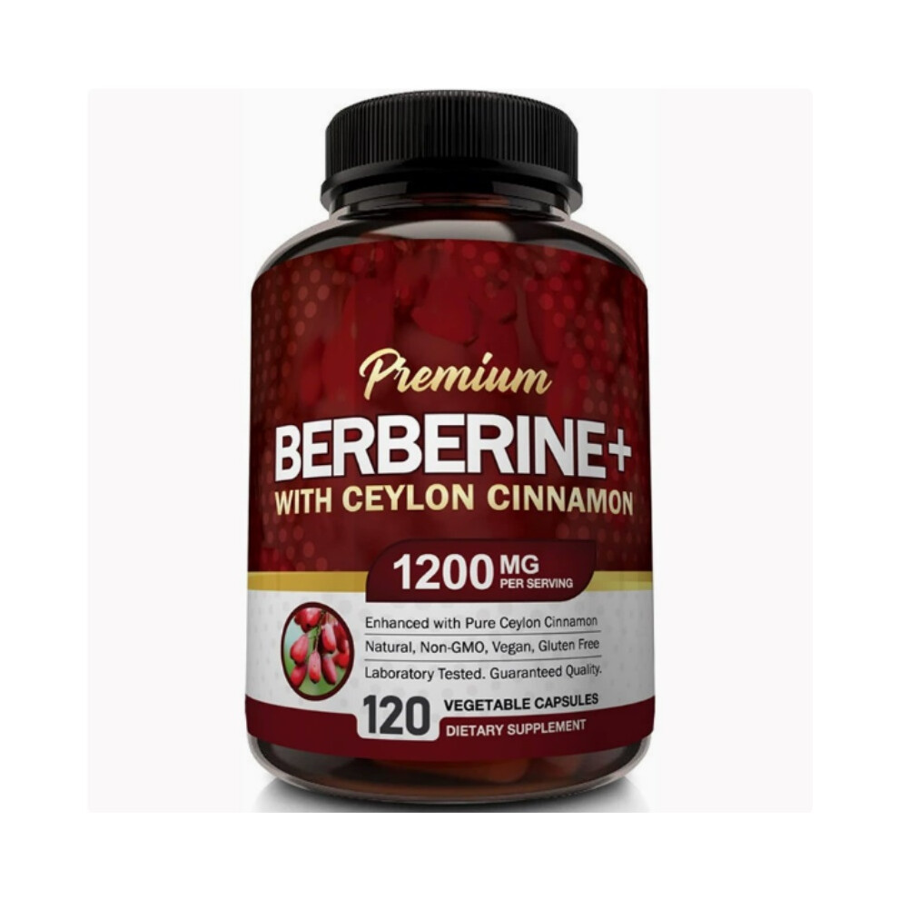 (1Pc) Berberine Premium Extract Ceylon Cinnamon Antioxidant 1200mg 120 Capsules