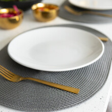 d-c-fix Steel Grey 44 x 29cm Oval Weave Placemats Set of 6