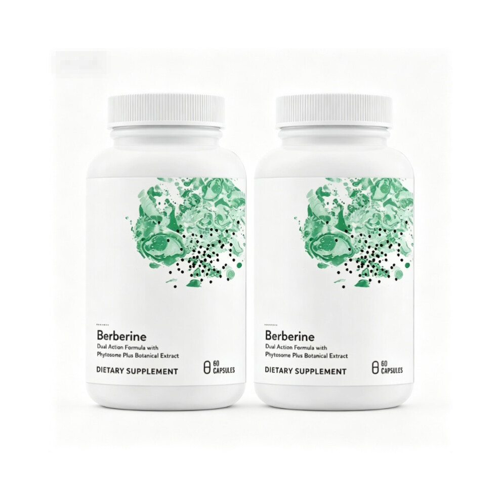 (2Pcs) Berberine Dual Action Formula Supplement with Phytosome and Botanical Extracts, Natural Daily Dietary Wellness Support, 60 Capsules
