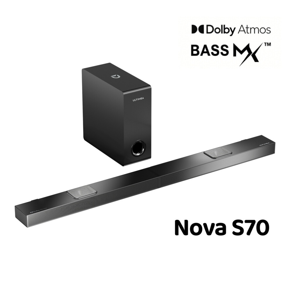 Ultimea Nova Series 3.1.2Ch Soundbar For Tv, 2 Up-Firing Drivers, 4K Hdr Pass-Through, 390W Peak Power Soundbar With Subwoofer For Tv, Nova S70 6978897886028