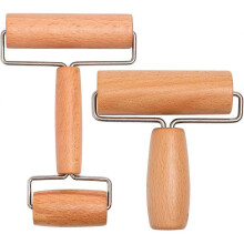 Wood Pastry Pizza Roller 2 Pieces Non Stick Wooden Rolling Pin for Home, Kitchen