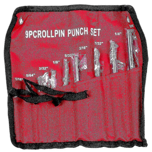 9pcs Roll Pin Punch Set And 4pcs Hollow End Starter Punch Tool