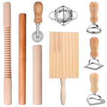 9-Pc Pasta Making Kit: Ravioli Stamp, Rolling Pin, Gnocchi Board, Dough Cutter, Dumpling Maker – Compatible with All Pasta Lovers