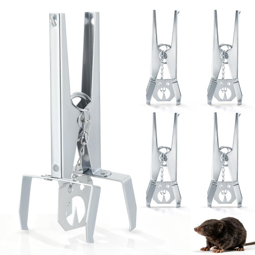5 Packs Mole Traps, Heavy Duty Claw Scissor Traps