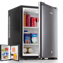 AREBOS 40L Mini Fridge | Quiet 27dB | Lockable | Compact Cooler | 5-18°C Adjustable Temp | Reversible Door | Black | for Office Bedroom