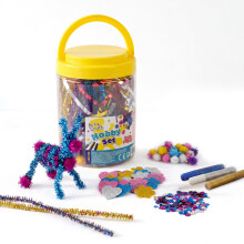 The Magic Toy Shop Kids Craft Jar 100 Pc Arts And Crafts Supplies Set Pom Poms Sequins Glitter Glue
