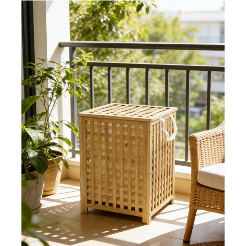 Gr8 Home 120L Bamboo Laundry Hamper Basket with Lid Bin 1