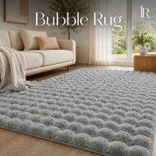 (200x290cm (Extra Large Rug), Grey) Bubble Rug-Thick Non Slip Ultra Soft Fluffy Faux Fur Carpet for Living Room Bedrooms UK