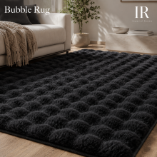 (200x290cm (Extra Large Rug), Black) Bubble Rug-Thick Non Slip Ultra Soft Fluffy Faux Fur Carpet for Living Room Bedrooms UK