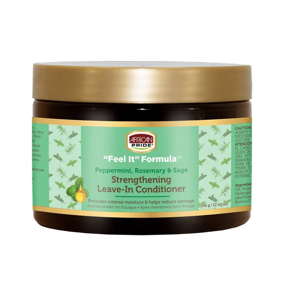 African Pride Cream Feel It Formula Peppermint Rosemary Sage Strengthening Leave In Conditioner - 12Oz