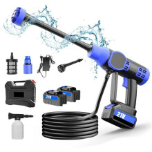 Portable 200Bar high-pressure washer with 2 x 30000mAh batteries, 6-mode nozzle, for patios, car washing and garden